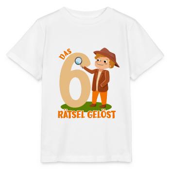 Little Detective 6th Birthday Boy Gift - Stanley/Stella MINI CREATOR Kids’ T-Shirt - white - Front - Maike (125cm)