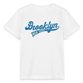Hometown, Brooklyn, New York, Baseball Script, - Stanley/Stella MINI CREATOR Kids’ T-Shirt - white - Front - Maike (125cm)