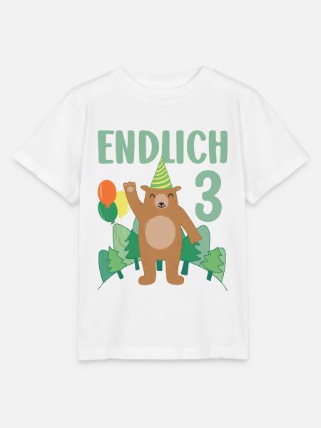 3. Geburtstag Geschenk Endlich drei Jahre Braunbär - Stanley/Stella Kinder T-Shirt MINI CREATOR - Weiß
