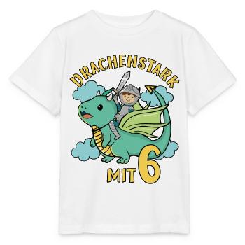 Ritter & Drache Geburtstagsmotiv 6 Jahre Jungen - Stanley/Stella Kinder T-Shirt MINI CREATOR  - Weiß - Vorne - Maike (125cm)