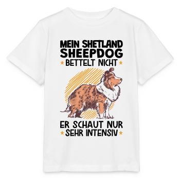 Mein Shetland Sheepdog schaut sehr intensiv - Stanley/Stella Kinder T-Shirt MINI CREATOR  - Weiß - Vorne - Maike (125cm)
