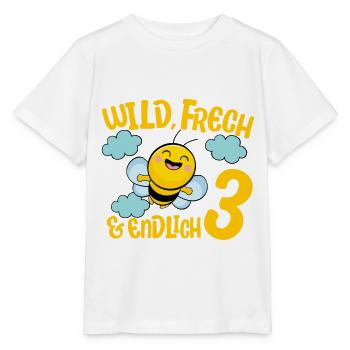 Motif d’anniversaire d’abeille enfin 3 ans fille - T-shirt bio MINI CREATOR Stanley/Stella Enfant - blanc - Devant - Maike (125cm)