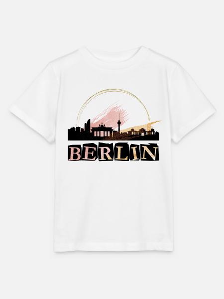 Berlin Deutschland Stadt Skyline Schrift Gold - Stanley/Stella Kinder T-Shirt MINI CREATOR  - Weiß