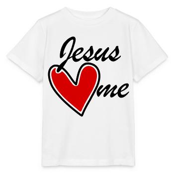 Jesus loves me loves me red heart - Stanley/Stella MINI CREATOR Kids’ T-Shirt - white - Front - Maike (125cm)