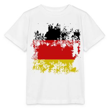 Flagge Deutschland Destroyed Effekt - Stanley/Stella Kinder T-Shirt MINI CREATOR  - Weiß - Vorne - Maike (125cm)