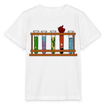 Tube à essai monstre scientifique - T-shirt bio MINI CREATOR Stanley/Stella Enfant - blanc - Devant - Maike (125cm)