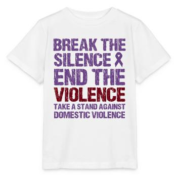 Ruban violet de sensibilisation à la violence domestique - T-shirt bio MINI CREATOR Stanley/Stella Enfant - blanc - Devant - Maike (125cm)