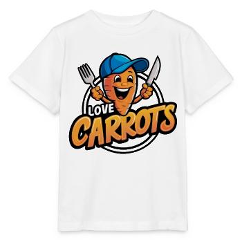J’adore les carottes, les carottes, les carottes drôles - T-shirt bio MINI CREATOR Stanley/Stella Enfant - blanc - Devant - Maike (125cm)