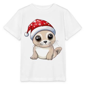 Seal Christmas Cute Cute Xmas Christmassy - Stanley/Stella MINI CREATOR Kids’ T-Shirt - white - Front - Maike (125cm)