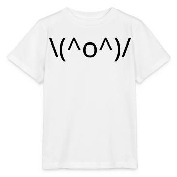 Emote \(^o^)/ de joie, bras levés Kaomoji - T-shirt bio MINI CREATOR Stanley/Stella Enfant - blanc - Devant - Maike (125cm)
