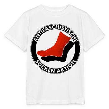 antifaschistische socken aktion - Stanley/Stella Kinder T-Shirt MINI CREATOR  - Weiß - Vorne - Maike (125cm)