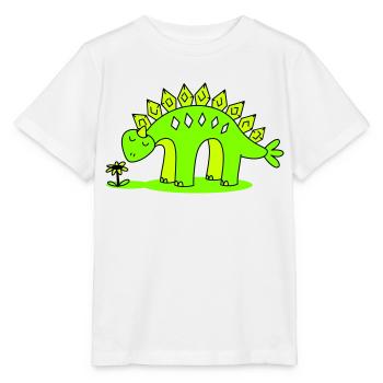 Little Dino smelling a flower - Stanley/Stella MINI CREATOR Kids’ T-Shirt - white - Front - Maike (125cm)