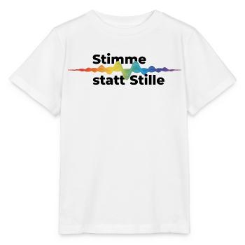 Stimme statt Stille Pride CSD Tonwelle Regenbogen - Stanley/Stella Kinder T-Shirt MINI CREATOR  - Weiß - Vorne - Maike (125cm)