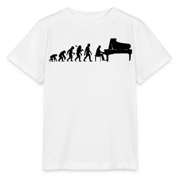 Retro Klavierspieler Evolution Pianist mit Piano - Stanley/Stella Kinder T-Shirt MINI CREATOR  - Weiß - Vorne - Maike (125cm)