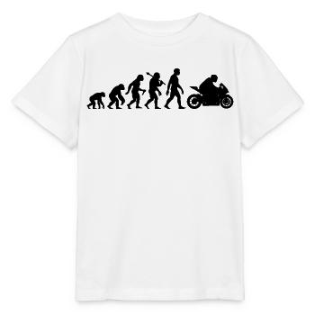 Motorrad Evolution Biker lustiger Motorradfahrer - Stanley/Stella Kinder T-Shirt MINI CREATOR  - Weiß - Vorne - Maike (125cm)