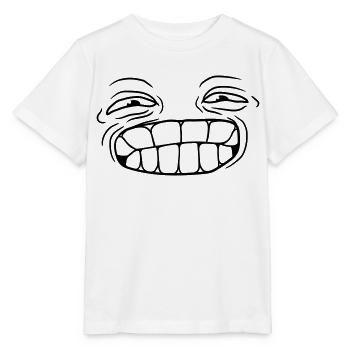 cartoon grin funny face head eyes mouth zae - Stanley/Stella MINI CREATOR Kids’ T-Shirt - white - Front - Maike (125cm)
