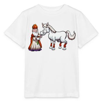 Saint Nicholas Feeding His Horse - Stanley/Stella MINI CREATOR Kids’ T-Shirt - white - Front - Maike (125cm)