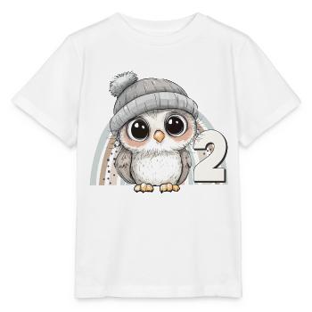 2nd Birthday Owl Rainbow Cute Cute - Stanley/Stella MINI CREATOR Kids’ T-Shirt - white - Front - Maike (125cm)