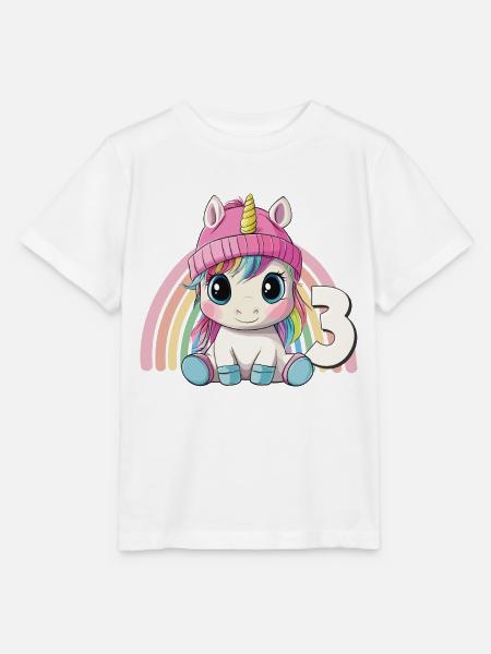 3. Geburtstag Einhorn Regenbogen Süß Niedlich - Stanley/Stella Kinder T-Shirt MINI CREATOR - Weiß