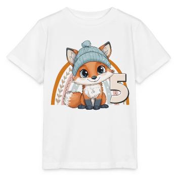 5. Geburtstag Fuchs Regenbogen Süß Niedlich - Stanley/Stella Kinder T-Shirt MINI CREATOR  - Weiß - Vorne - Maike (125cm)