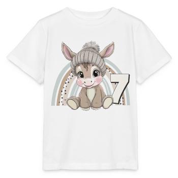 7. Geburtstag Esel Regenbogen Süß Niedlich - Stanley/Stella Kinder T-Shirt MINI CREATOR  - Weiß - Vorne - Maike (125cm)