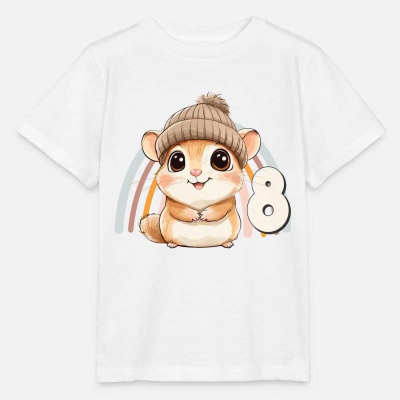 8. Geburtstag Hamster Regenbogen Süß Niedlich - Stanley/Stella Kinder T-Shirt MINI CREATOR  - Weiß
