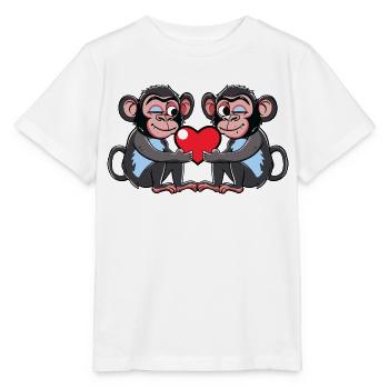 Affe Paar Liebe - Stanley/Stella Kinder T-Shirt MINI CREATOR  - Weiß - Vorne - Maike (125cm)