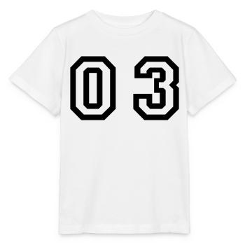 number - 03 - zero three - Stanley/Stella MINI CREATOR Kids’ T-Shirt - white - Front - Maike (125cm)