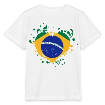 brasilien Flagge Herz-Spiele - Stanley/Stella Kinder T-Shirt MINI CREATOR  - Weiß - Vorne - Maike (125cm)