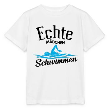 Schwimmen – Shirt Badehose baden Freibad Geschenk - Stanley/Stella Kinder T-Shirt MINI CREATOR  - Weiß - Vorne - Maike (125cm)