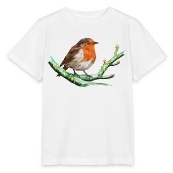 Oiseau - Rouge Gorge - T-shirt bio MINI CREATOR Stanley/Stella Enfant - blanc - Devant - Maike (125cm)