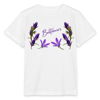 Cloche Fleurs pourpres de Bellflower - T-shirt bio MINI CREATOR Stanley/Stella Enfant - blanc - Devant - Maike (125cm)