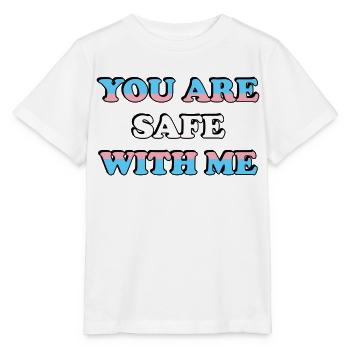 Du bist sicher mit mir Trans-Flagge - Stanley/Stella Kinder T-Shirt MINI CREATOR  - Weiß - Vorne - Maike (125cm)