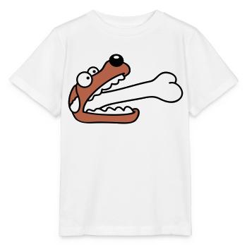 Hund Gierig Hungrig Großer Knochen Verschluckt - Stanley/Stella Kinder T-Shirt MINI CREATOR  - Weiß - Vorne - Maike (125cm)