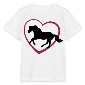 Galloping Horse with Heart - Stanley/Stella MINI CREATOR Kids’ T-Shirt - white - Front - Maike (125cm)