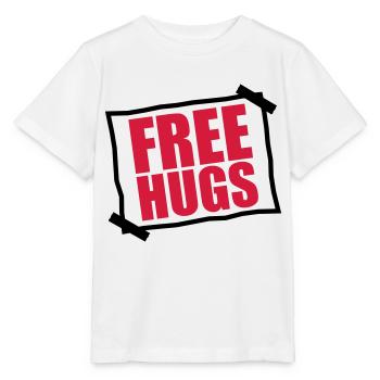 papier aufgeklebt zettel notiz free hugs kostenlos - Stanley/Stella Kinder T-Shirt MINI CREATOR  - Weiß - Vorne - Maike (125cm)