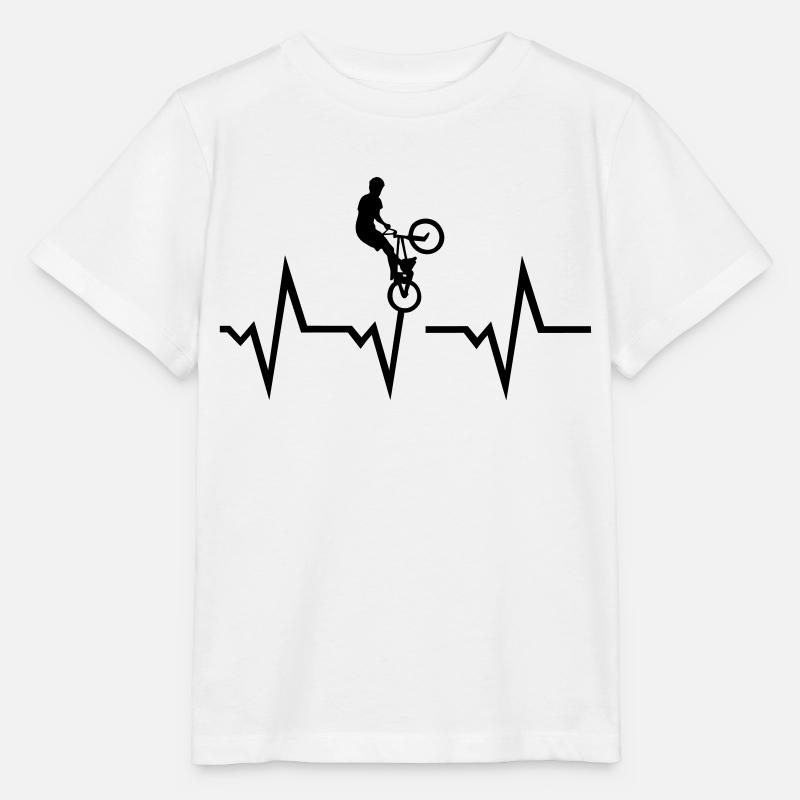 BMX biker & ECG Heartbeat - T-shirt bio MINI CREATOR Stanley/Stella Enfant - blanc