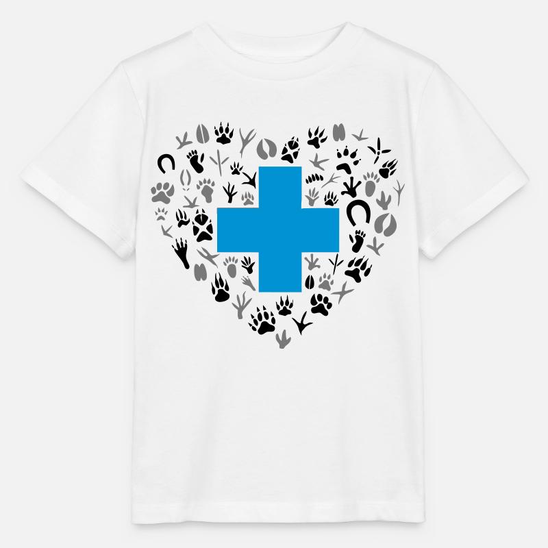 Empreintes animales de logo de soins vétérinaires - T-shirt bio MINI CREATOR Stanley/Stella Enfant - blanc