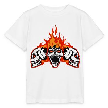 Kopf des Todes Flamme Schädel Kran Motorrad Biker - Stanley/Stella Kinder T-Shirt MINI CREATOR  - Weiß - Vorne - Maike (125cm)