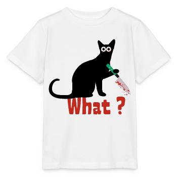 Chat meurtrier. drôle de chat effrayant - T-shirt bio MINI CREATOR Stanley/Stella Enfant - blanc - Devant - Maike (125cm)