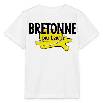 Bretonne pur beurre | Cadeau femme drôle - T-shirt bio MINI CREATOR Stanley/Stella Enfant - blanc - Devant - Maike (125cm)