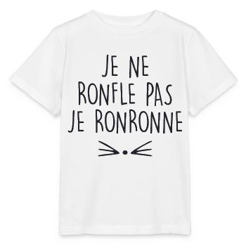 je ne ronfle pas je ronronne - T-shirt bio MINI CREATOR Stanley/Stella Enfant - blanc - Devant - Maike (125cm)