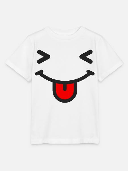 Lach Emoji mit heraus gestreckter Zunge - Stanley/Stella Kinder T-Shirt MINI CREATOR - Weiß