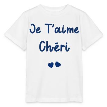 je t'aime Chéri - T-shirt bio MINI CREATOR Stanley/Stella Enfant - blanc - Devant - Maike (125cm)
