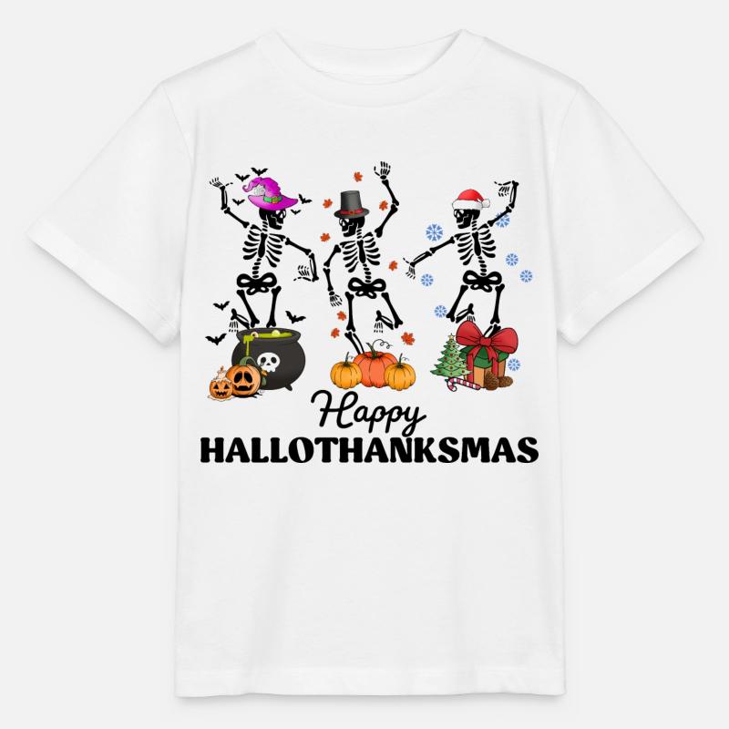 Hallothanksmas Funny Dancing Skeletons - Stanley/Stella Kinder T-Shirt MINI CREATOR  - Weiß
