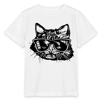Katzenkopf Sonnenbrille Zeichnung 1 A - Stanley/Stella Kinder T-Shirt MINI CREATOR  - Weiß - Vorne - Maike (125cm)