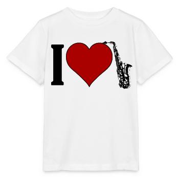 I ♥️ Saxophone | J’aime le saxophone - T-shirt bio MINI CREATOR Stanley/Stella Enfant - blanc - Devant - Maike (125cm)
