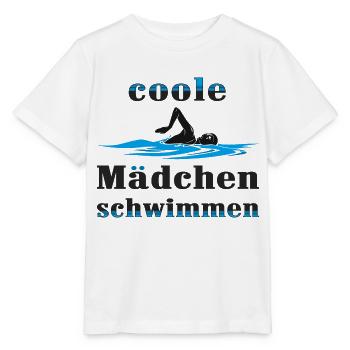 Coole Mädchen schwimmen - Stanley/Stella Kinder T-Shirt MINI CREATOR  - Weiß - Vorne - Maike (125cm)