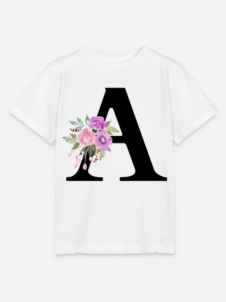 Lila Blumenbuchstabe - Stanley/Stella Kinder T-Shirt MINI CREATOR - Weiß
