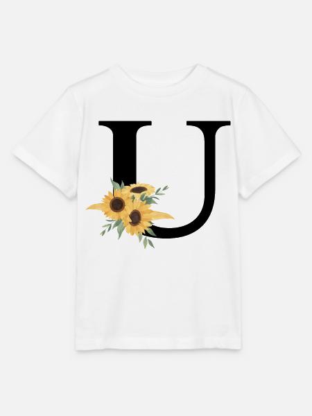 Buchstabe u blumige Sonnenblume - Stanley/Stella Kinder T-Shirt MINI CREATOR  - Weiß